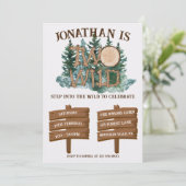 Cute Two Wild Safari Jungle Camping 2nd birthday Einladung (Stehend Vorderseite)