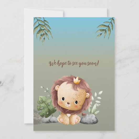 Cute Two Wild Safari Lion Kids 2nd Birthday Einladung (Rückseite)