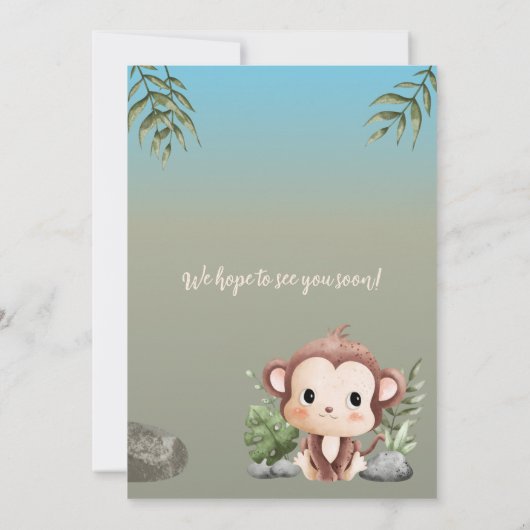 Cute Two Wild Safari Monkey Kids 2nd Birthday Einladung (Rückseite)