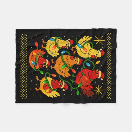 Cute Ugly Christmas Chickens Hen Shirt Funny Xmas  Fleecedecke (Vorderseite (Horizontal))