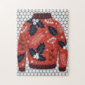 Cute Ugly Sweater Art Christmas Holiday Puzzle Red (Vertikal)