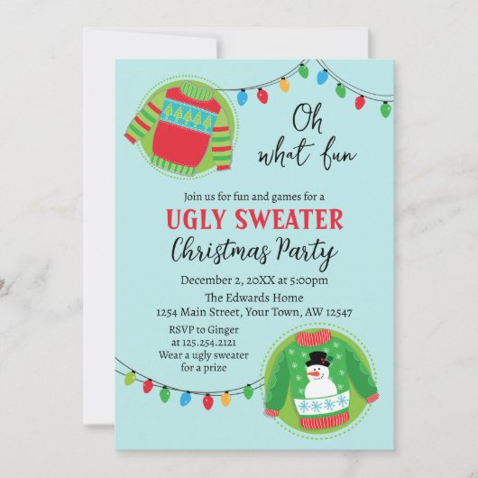 Cute ugly sweater Christmas Holiday Invitation Einladung (Vorderseite)