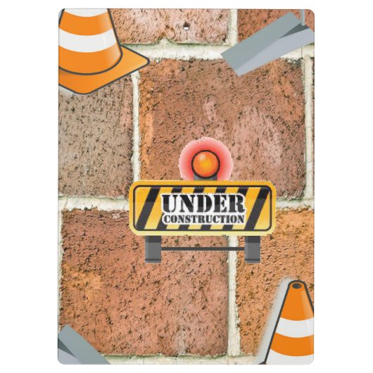 Cute Under Construction Clipboard  Klemmbrett (Rückseite)