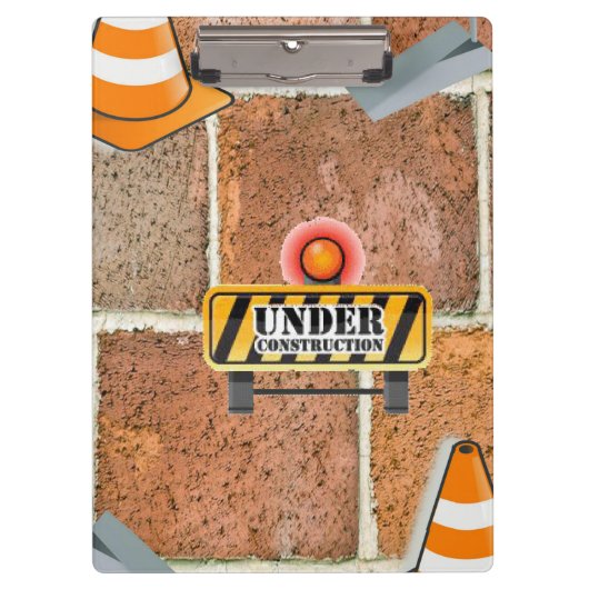 Cute Under Construction Clipboard  Klemmbrett (Vorderseite)