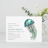 cute Under the sea jellyfish baby shower Einladung (Stehend Vorderseite)