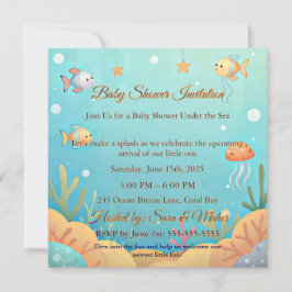 Cute Under the Sea Little Fish Baby Shower Invitat Einladung