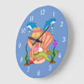 Cute Under the Sea Mermaid Kids Große Wanduhr (Winkel)