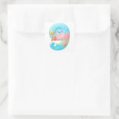 Cute Under The Sea Theme Cartoon Number 9 Quadratischer Aufkleber (Tasche)