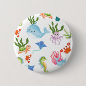 Cute Underwater Friends – Ocean Animals Pattern  Button (Vorderseite)