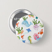 Cute Underwater Friends – Ocean Animals Pattern  Button (Vorne & Hinten)