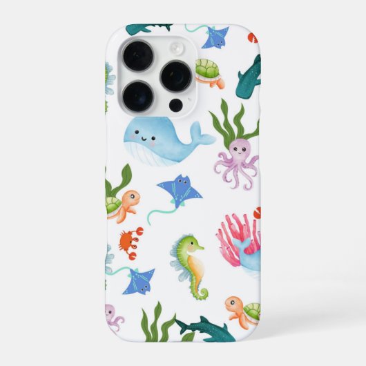 Cute Underwater Friends – Ocean Animals Pattern  iPhone Hülle (Rückseite)