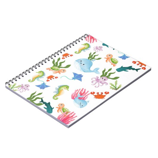 Cute Underwater Friends – Ocean Animals Pattern Notizblock (Linke Seite)