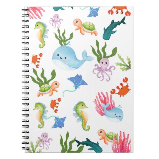 Cute Underwater Friends – Ocean Animals Pattern  Notizblock (Vorderseite)