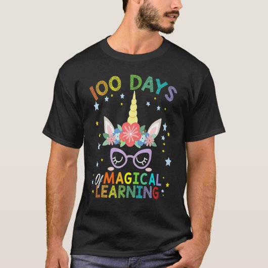Cute Unicorn 100 Days Of Magical Learning 100th Da T-Shirt (Vorderseite)
