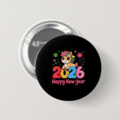 Cute Unicorn 2026 Horse Year Happy New Year Kawaii Button (Vorne & Hinten)