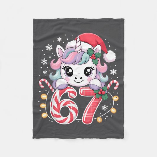 Cute Unicorn 67 Christmas Meme Six Seven Christmas Fleecedecke (Vorderseite)