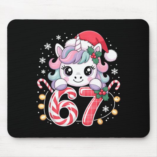 Cute Unicorn 67 Christmas Meme Six Seven Christmas Mousepad (Vorne)