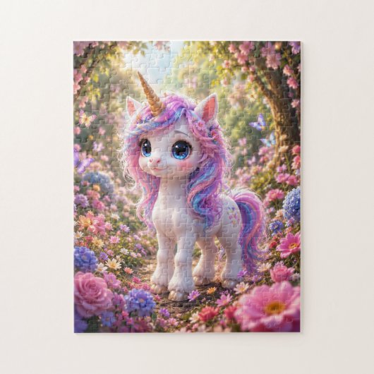Cute Unicorn Among Flowers Jigsaw Puzzle (Vertikal)