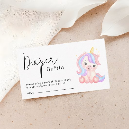 Cute Unicorn Baby Shower Diaper Raffle Ticket Begleitkarte