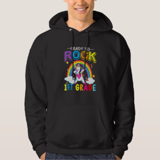 Cute Unicorn Back To School Ready To Rock 1st Grad Hoodie
