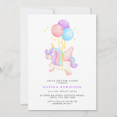 Cute Unicorn Balloons Modern Pastel Baby Shower Einladung (Vorderseite)