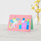 Cute UNICORN Birthday Card for girls Karte (Gelbe Blume)