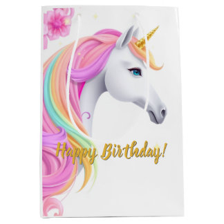 Cute Unicorn Birthday Gift Bag Mittlere Geschenktüte