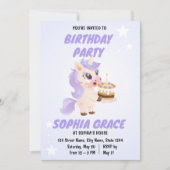 Cute Unicorn Birthday Invitation Einladung (Vorderseite)