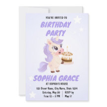 Cute Unicorn Birthday Invitation