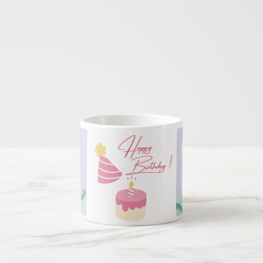 Cute Unicorn Birthday Theme Mug Espressotasse (Vorderseite)