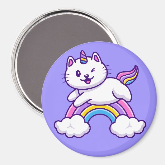 Cute Unicorn Cat Magnet (Vorderseite/Rückseite)