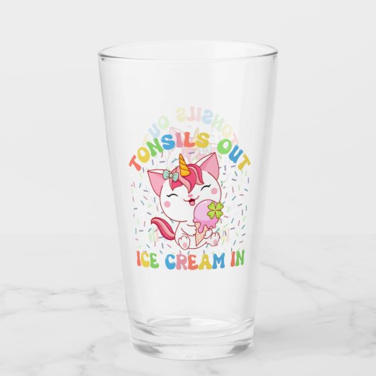 Cute Unicorn Cat with Ice Cream | Funny Pun Glas (Vorderseite)