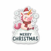 Cute unicorn Christmas hat unicorn Christmas T-Shi Aufkleber (Vorderseite)