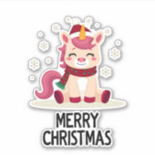 Cute unicorn Christmas hat unicorn Christmas T-Shi Aufkleber (Vorderseite)