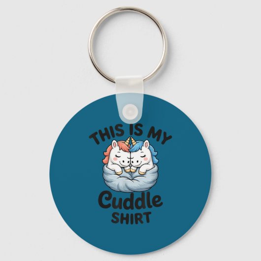 Cute Unicorn Couple Snuggle This Is My Cuddle Schlüsselanhänger (Vorderseite)