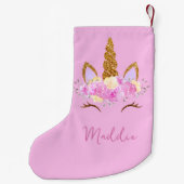 Cute Unicorn Custom Name Kleiner Weihnachtsstrumpf (Rückseite)