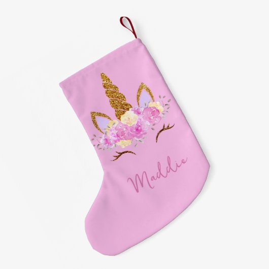 Cute Unicorn Custom Name Kleiner Weihnachtsstrumpf (Rückseite (Hängend))