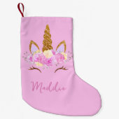 Cute Unicorn Custom Name Kleiner Weihnachtsstrumpf (Vorderseite)