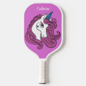Cute Unicorn custom name Pickleball Schläger (Rückseite)