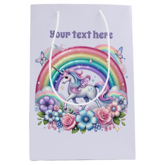 Cute unicorn customizable party  mittlere geschenktüte (Vorderseite)