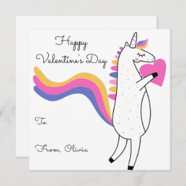 Cute Unicorn Editable Color Kids Valentines Day Mitteilungskarte