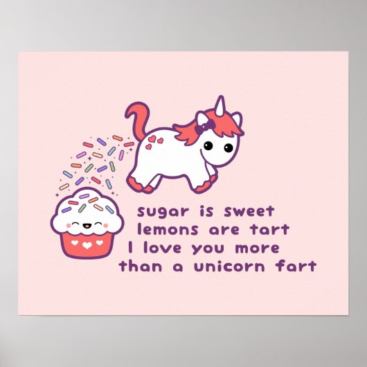 Cute Unicorn Fart Poster (Vorne)