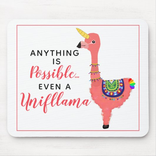 Cute Unicorn Flamingo Llama Inspirational Quote Mousepad (Vorne)