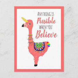 Cute Unicorn Flamingo Llama Inspirational Quote Postkarte