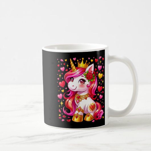 Cute Unicorn Heart Valentines Day Girls Kids Valen Kaffeetasse (Rechts)