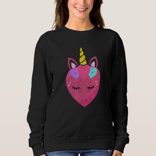 Cute Unicorn Heart Valentines Day Unicorns Couple Sweatshirt (Vorderseite)