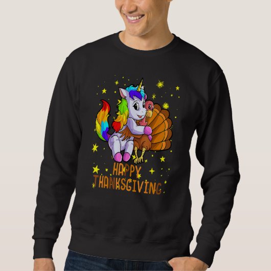 Cute Unicorn Hugs Turkey Happy Thanksgiving Girls Sweatshirt (Vorderseite)