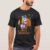 Cute Unicorn Hugs Turkey Happy Thanksgiving Girls T-Shirt (Vorderseite)