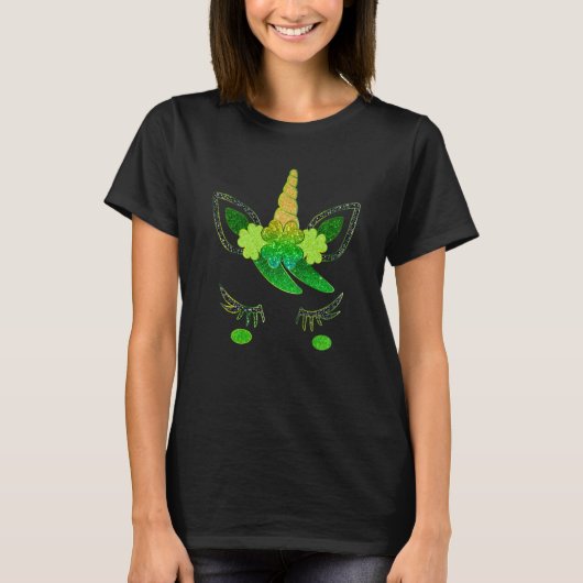 Cute Unicorn Irish Shamrock Ireland Happy St Patri T-Shirt (Vorderseite)