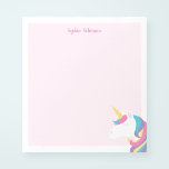 Cute Unicorn Kids Personalized Notizblock<br><div class="desc">Your little girl will love this personalized unicorn notepad. This cute design for kids features a colorful unicorn on a soft pink background. Easily change the font style and color using the online template tools.</div>